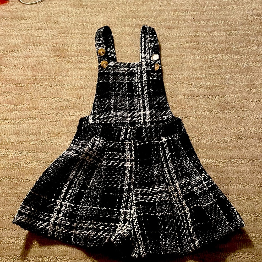 Cute black and white overall romper!